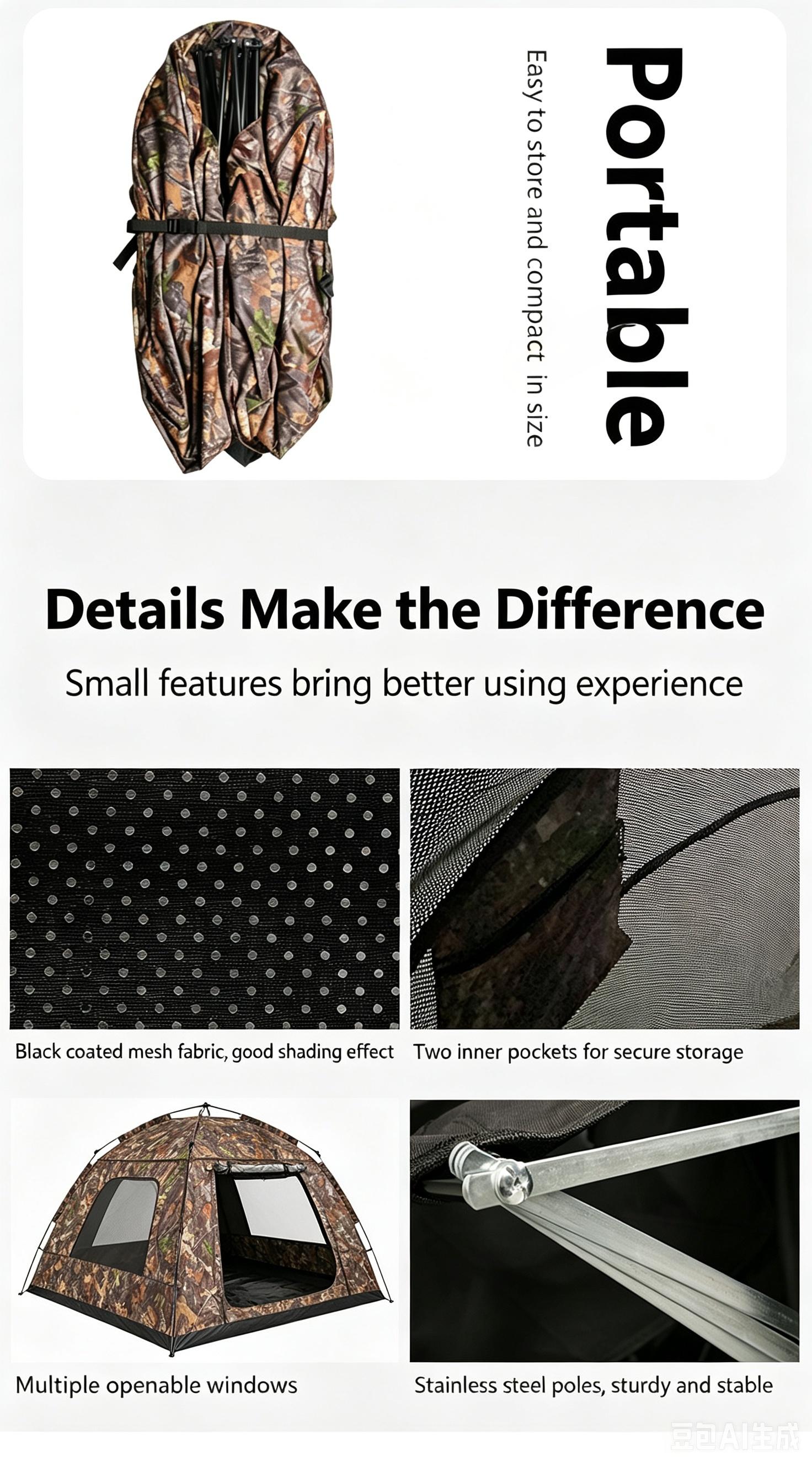 Sunflower One Person Camouflage Hunting Blind Tent Quick Instant Setup thumb 5