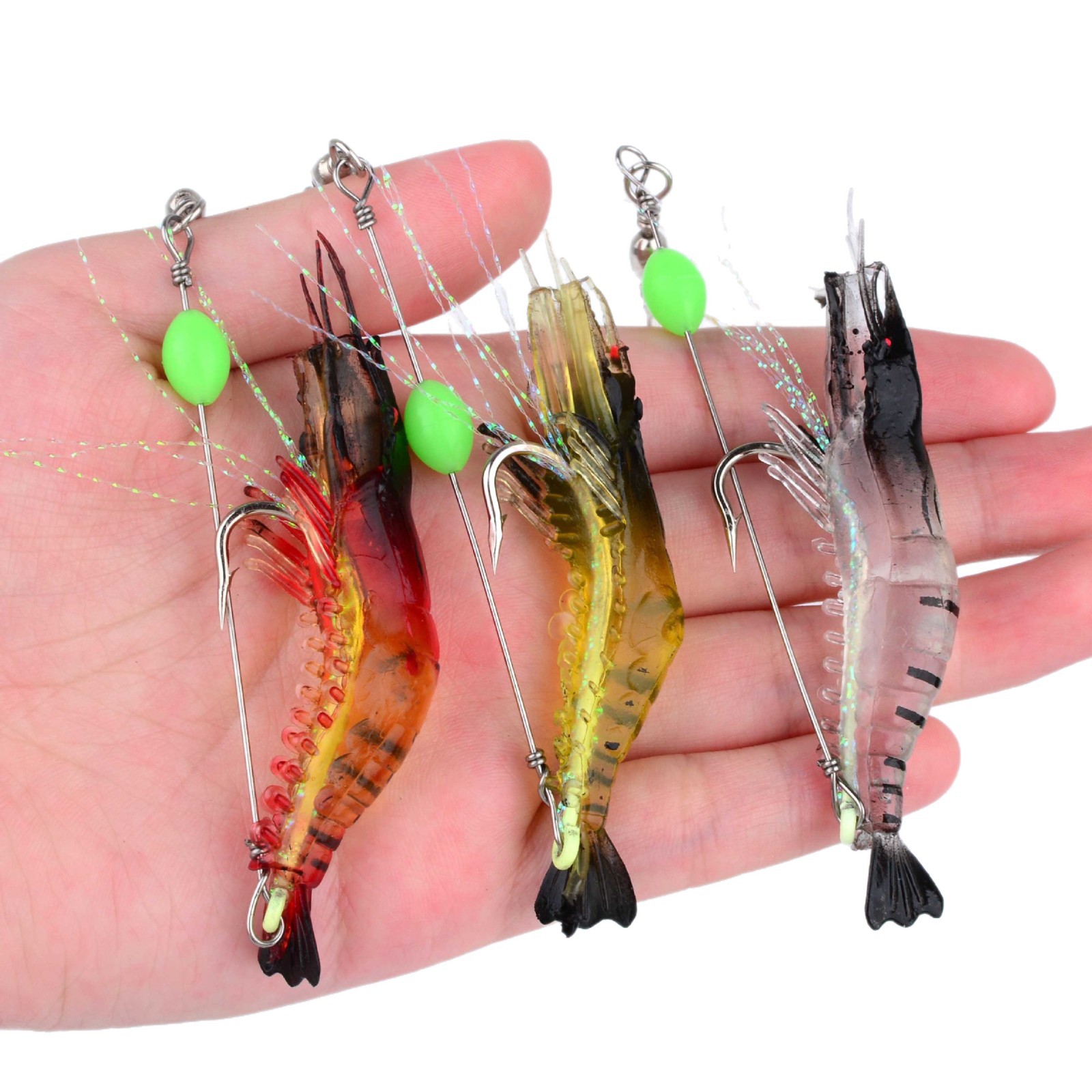 Luminous Soft Shrimp Fishing Lure 8cm 5.5g Pre-rigged Shrimp Bait For Bass Snakehead thumb 4