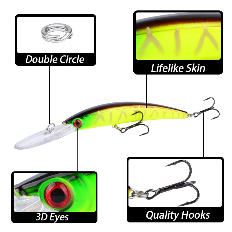 Long Bill Floating Minnow Lure 15cm 16g Hard Fishing Lure For Bass Pike thumb 1