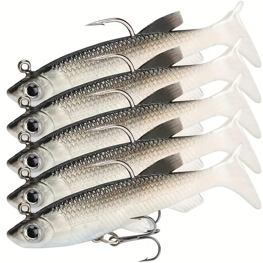 Soft T-Tail Swimbait Lead Jig Lure 8cm 14g Artificial Fishing Bait For Bass thumb 5