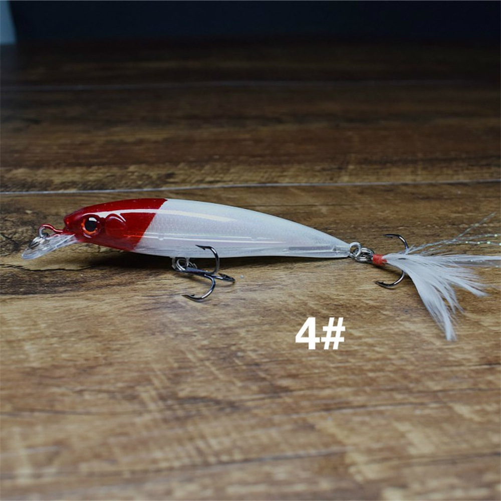 Sunflower Feather Tail Laser Minnow Lure 9cm 7g Floating Hard Bait thumb 8