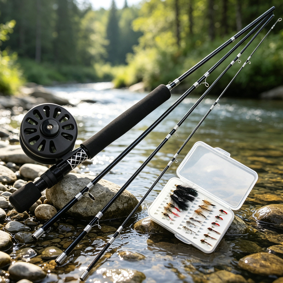 Sunflower Complete Professional Fly Fishing Combo Kit Carbon Rod Reel & Fly Flies Full Accessories thumb 11