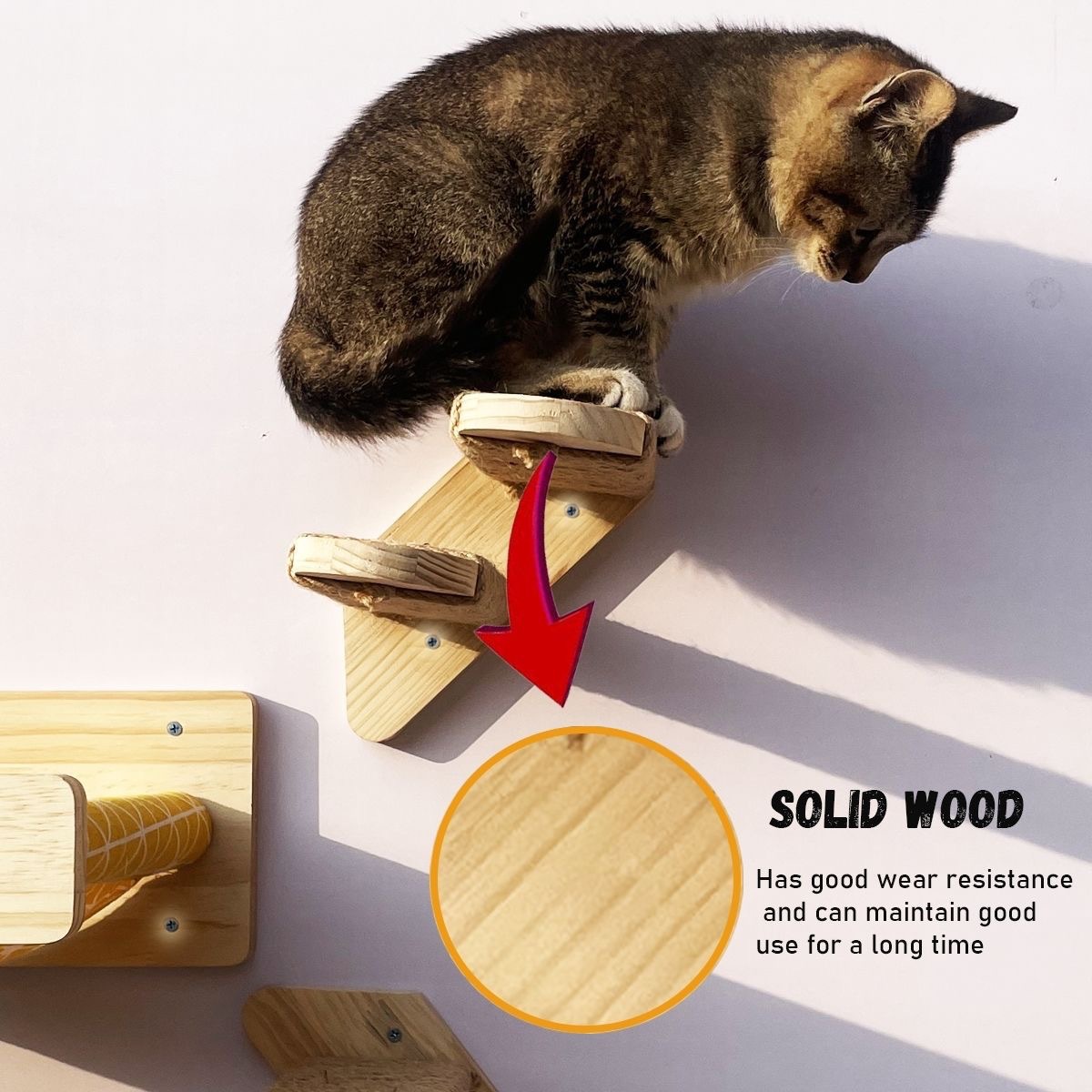Sunflower Wooden Wall Cat Steps & Maze Ball Cat Toy Set thumb 23