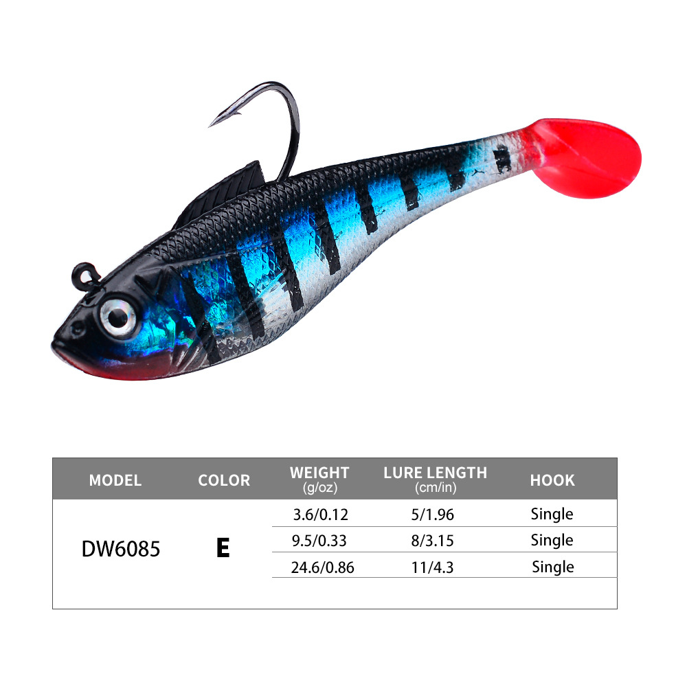 Lead Weighted T-Tail Soft Fishing Lure thumb 7