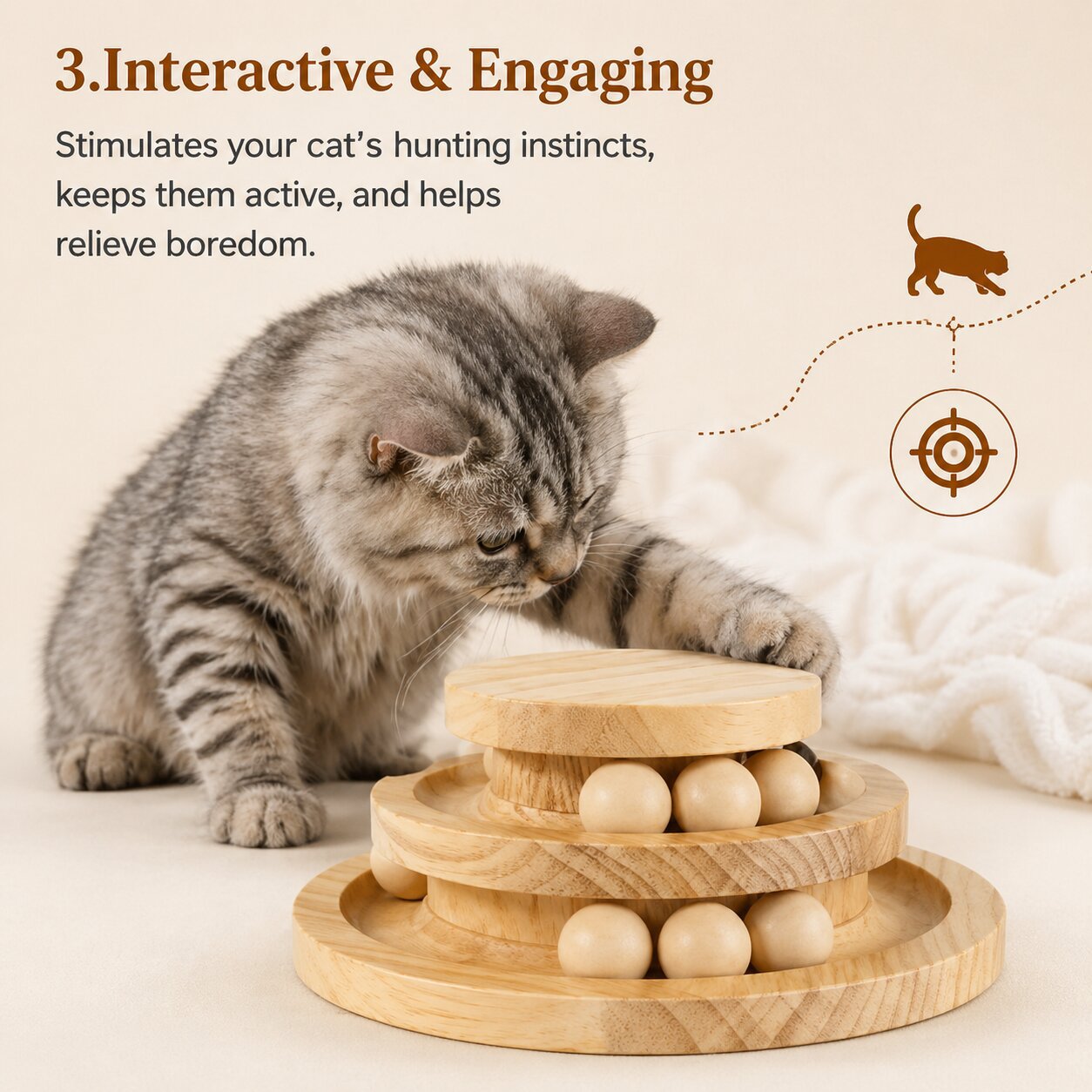 Sunflower Wooden Layered Turntable Ball Cat Toy thumb 2