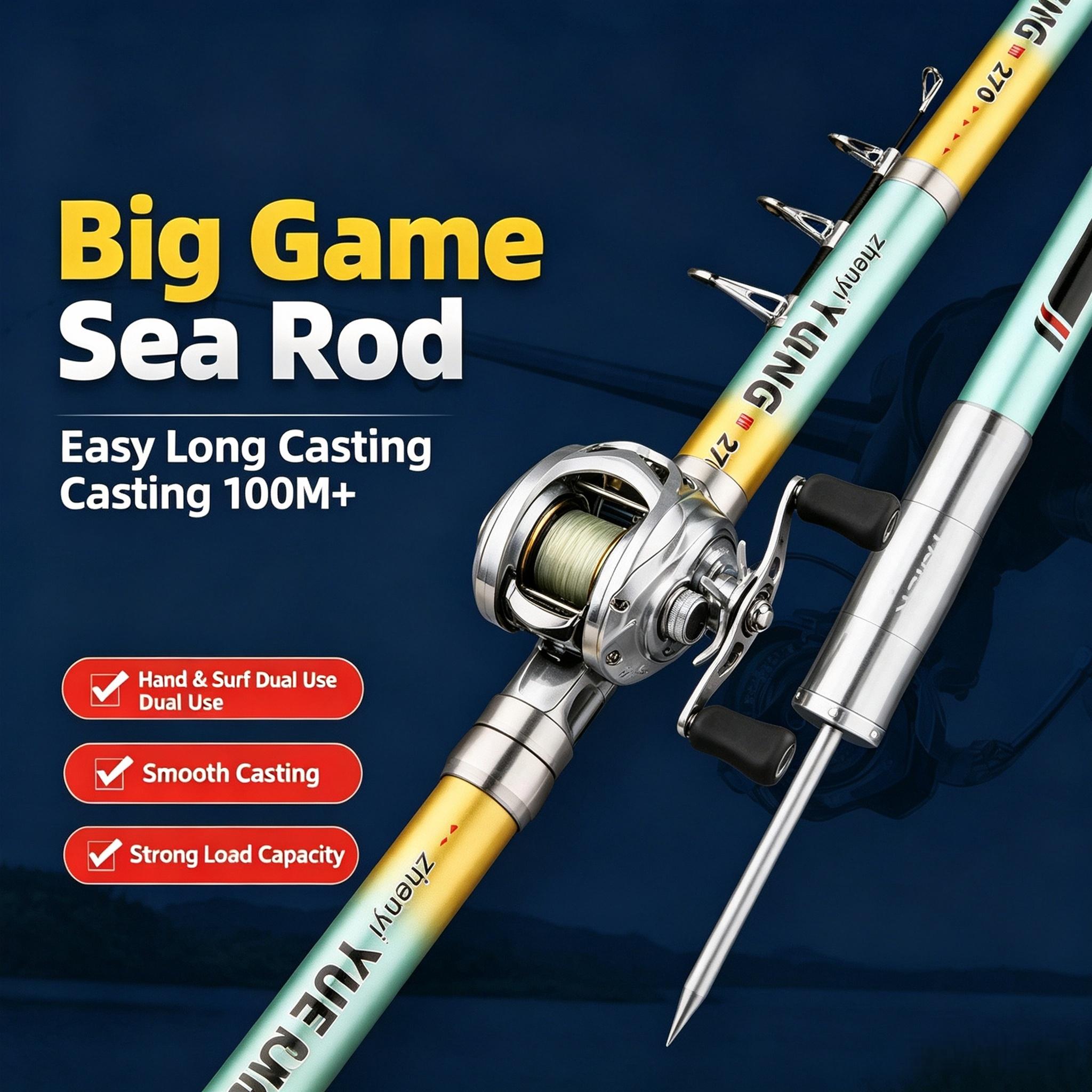 Sunflower 6 Layers Telescopic Sea Rod, Long Cast Spinning Fishing Rod 2.1M-4.2M thumb 13