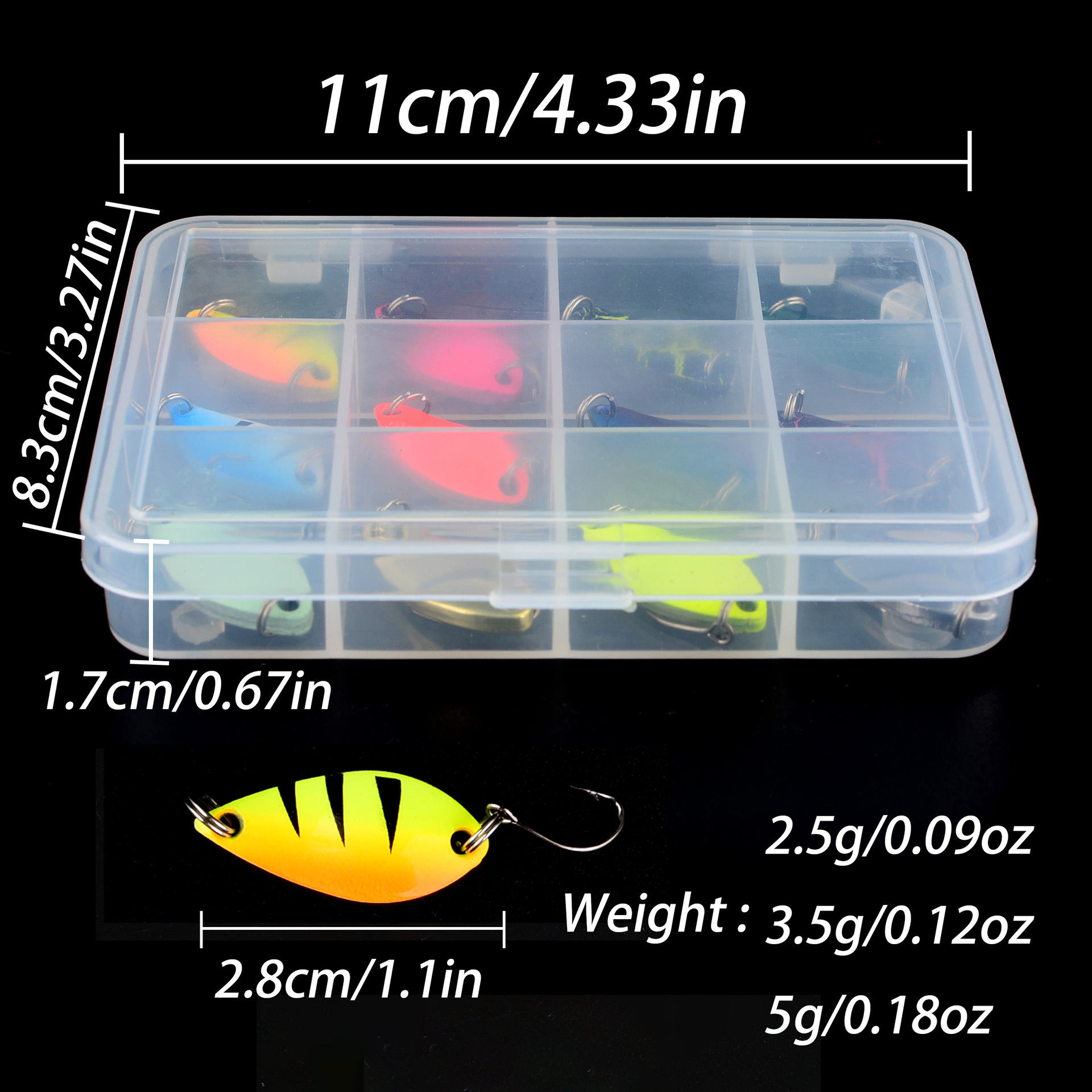 Sunflower Metal Spoon Lures 12 Colors Boxed Casting Fishing Lures For Trout Bass White Fish thumb 1
