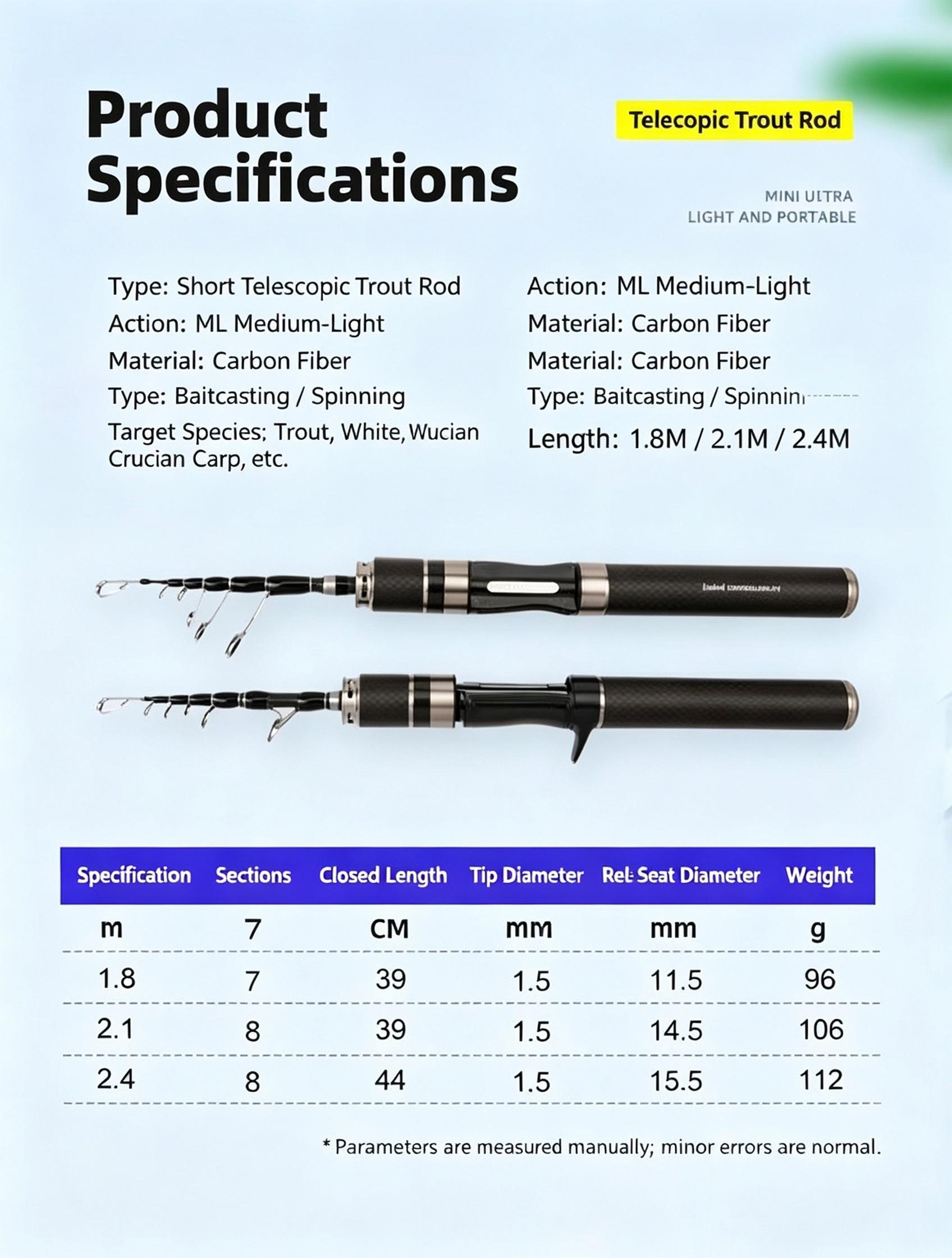 Sunflower Telescopic Ultralight Lure Fishing Rod, Carbon Portable Travel Rod thumb 8