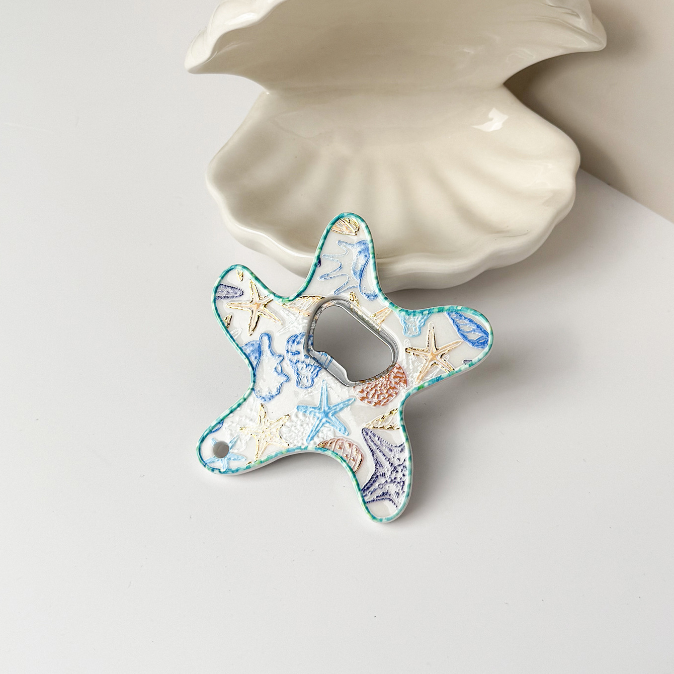 Sunflower Starfish Acrylic Fridge Magnet Bottle Opener, Embossed Hot Stamping Marine Ocean Style Kitchen Decor