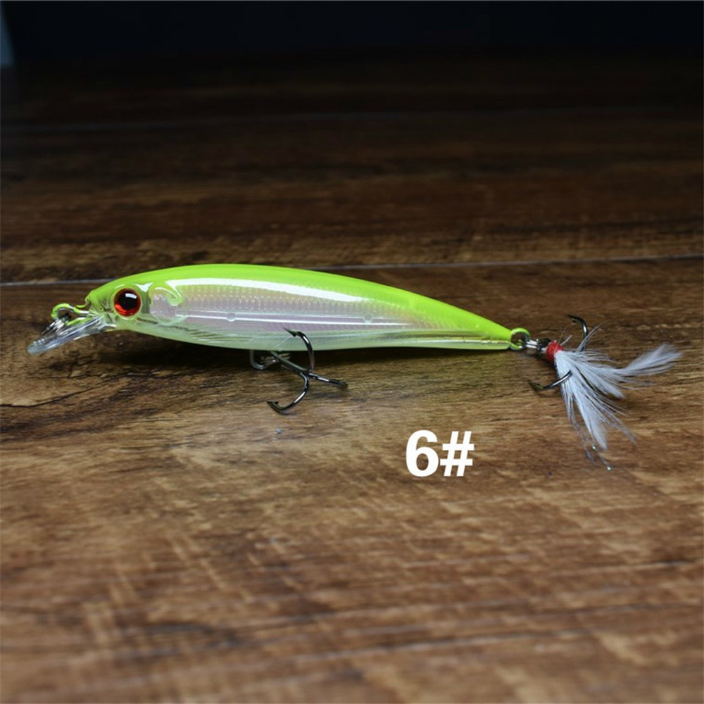 Sunflower Feather Tail Laser Minnow Lure 9cm 7g Floating Hard Bait thumb 10