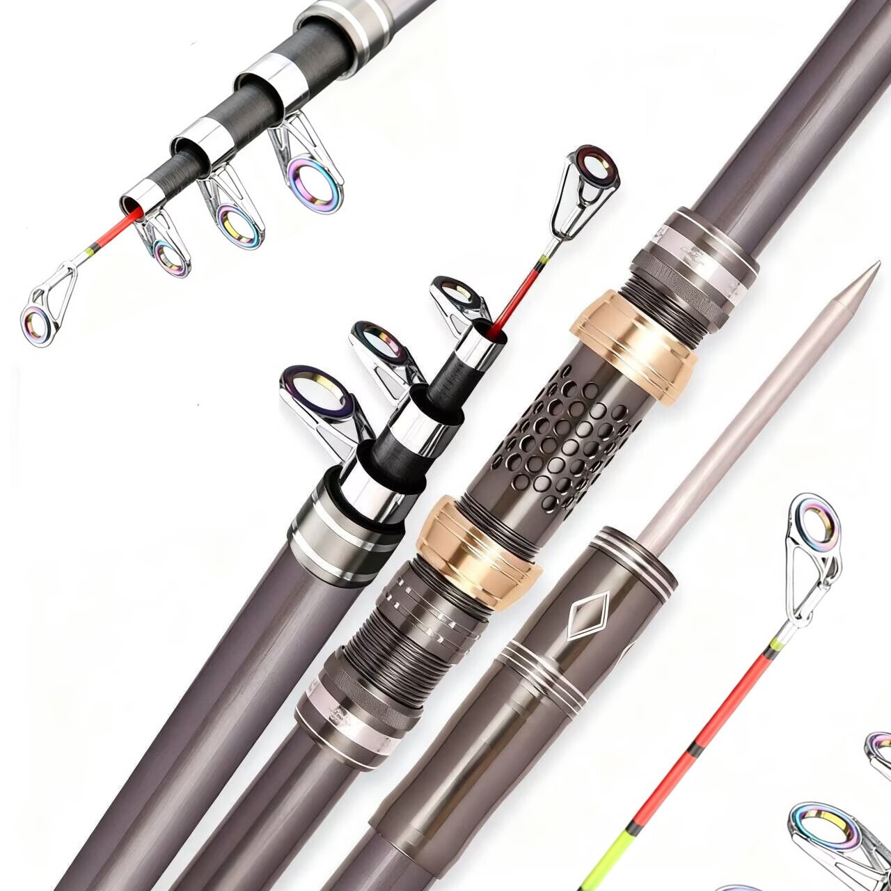 Sunflower 6 Layers Telescopic Sea Rod, Long Cast Spinning Fishing Rod 2.1M-4.2M thumb 18