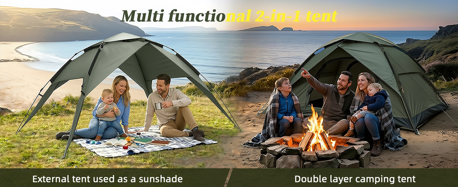 Sunflower Automatic Double Layer Camping Tent, Rainproof Sun Protection 3-5 Person Pop Up Outdoor Tent thumb 8