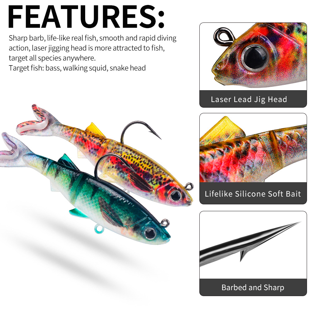 Sunflower Lead Head Soft Swimbait Lure DW6093 Single Hook thumb 11