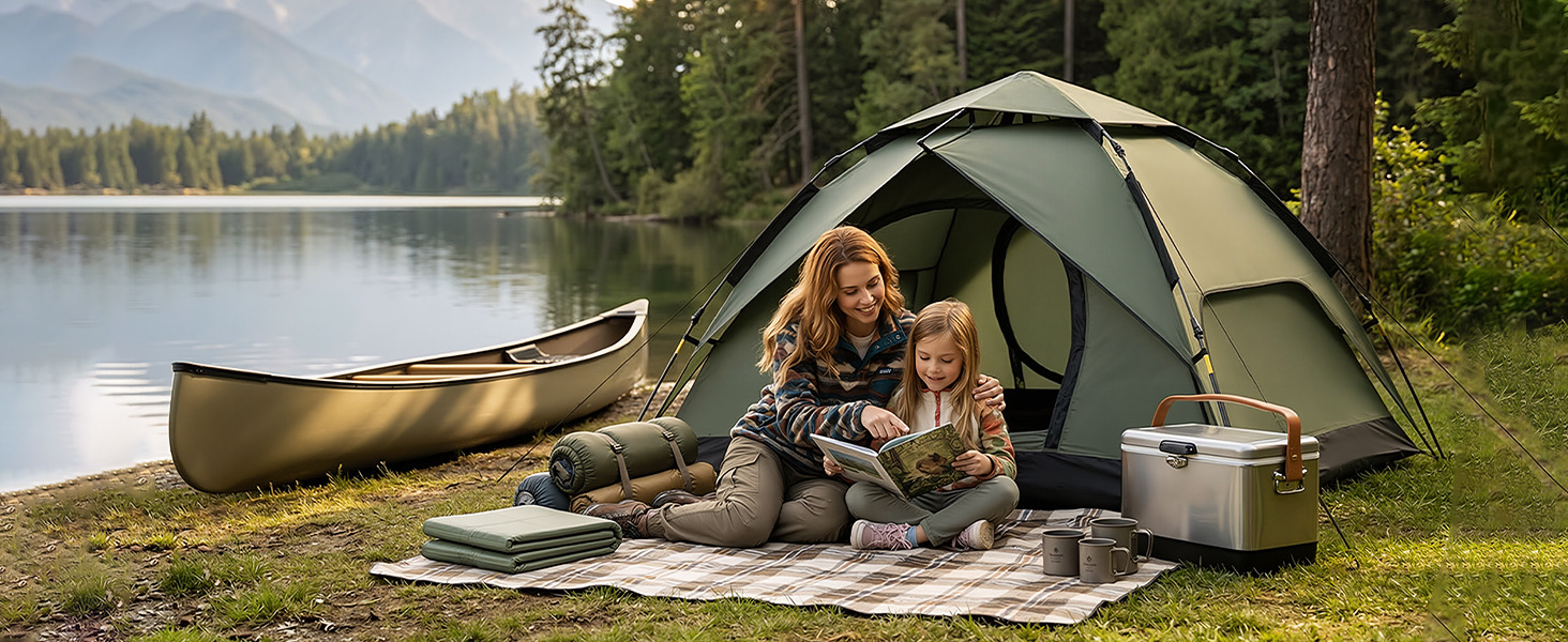 Sunflower Automatic Double Layer Camping Tent, Rainproof Sun Protection 3-5 Person Pop Up Outdoor Tent thumb 13