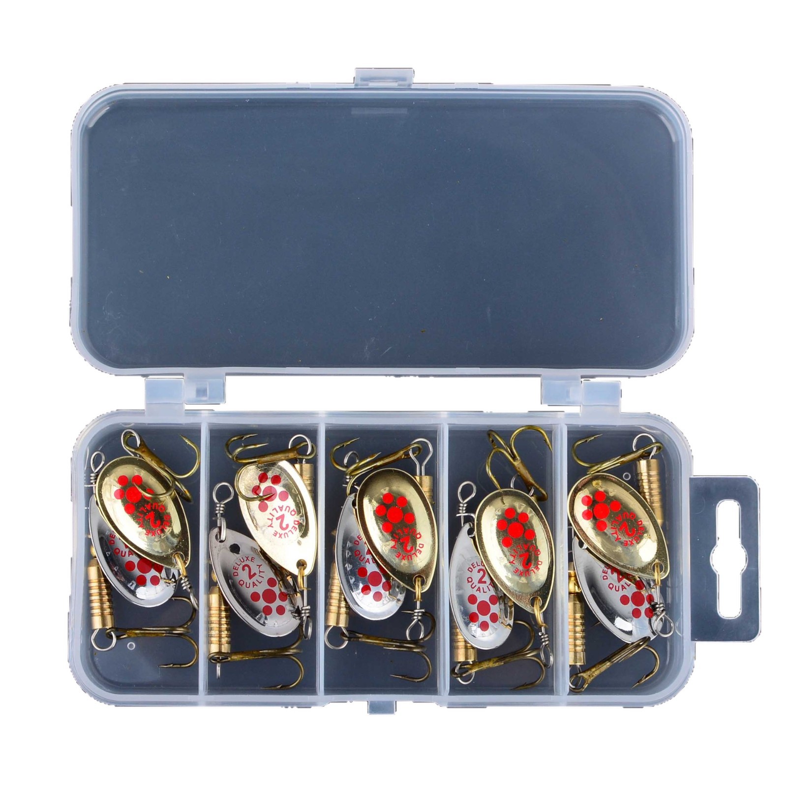 Sunflower Spinner Spoon Lure Kit 10 Pieces Metal Spinning Lures With Treble Hooks For Bass & Culter Fishing thumb 5