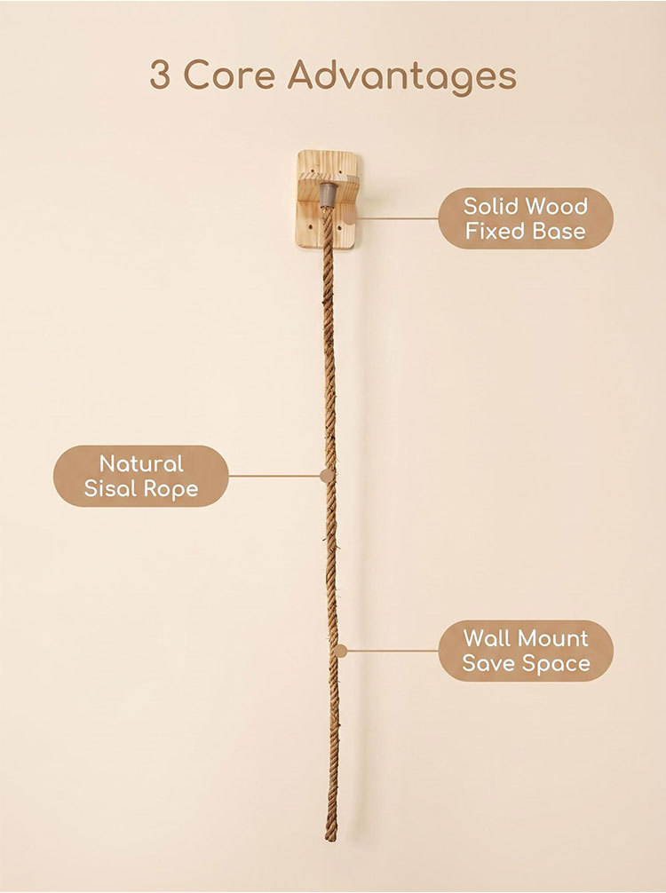 Sunflower Wall Mount Cat Tree DIY Set, Solid Wood & Sisal Cat Scratcher Furniture thumb 12