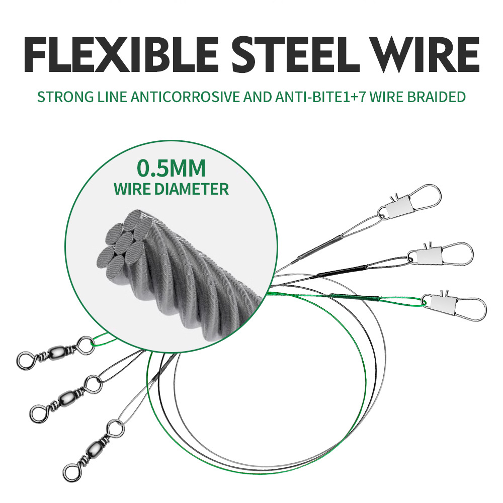 Sunflower Stainless Steel Anti-Bite Lure Wire Leader With Swivel Snap thumb 8
