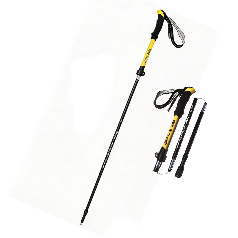 Sunflower Aluminum Alloy Folding Trekking Pole Set, Cork Grip Hiking Walking Stick