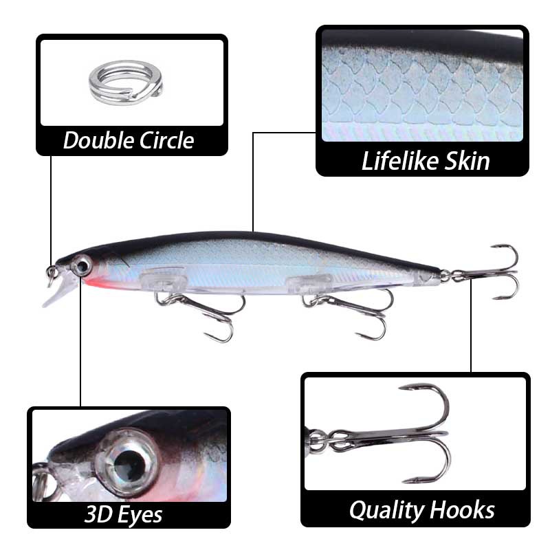 Sunflower Long Cast Sinking Minnow Hard Lure 11.2cm 14g For Bass & Culter thumb 2