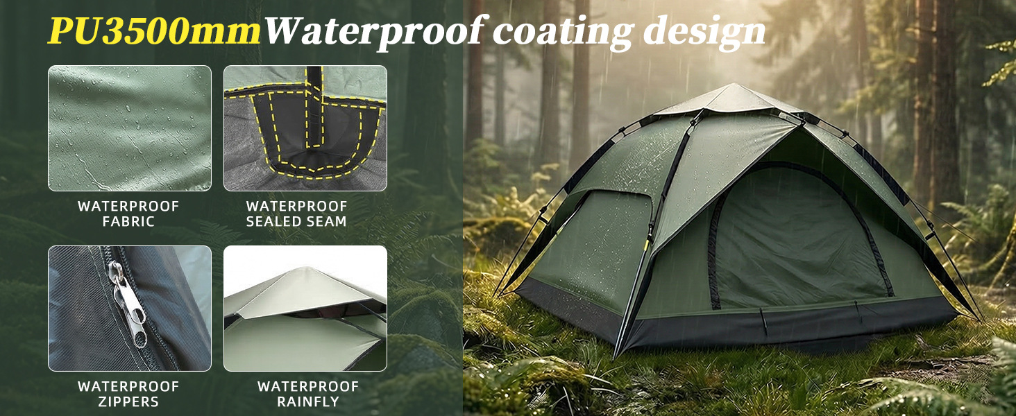 Sunflower Automatic Double Layer Camping Tent, Rainproof Sun Protection 3-5 Person Pop Up Outdoor Tent thumb 11
