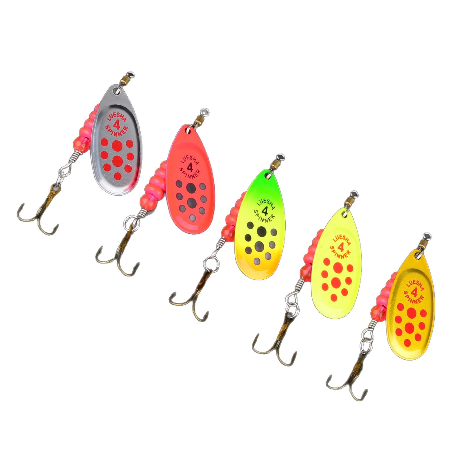 5Pcs Metal Spinning Spoon Lure Set Spinner Bait For Bass Trout Fishing