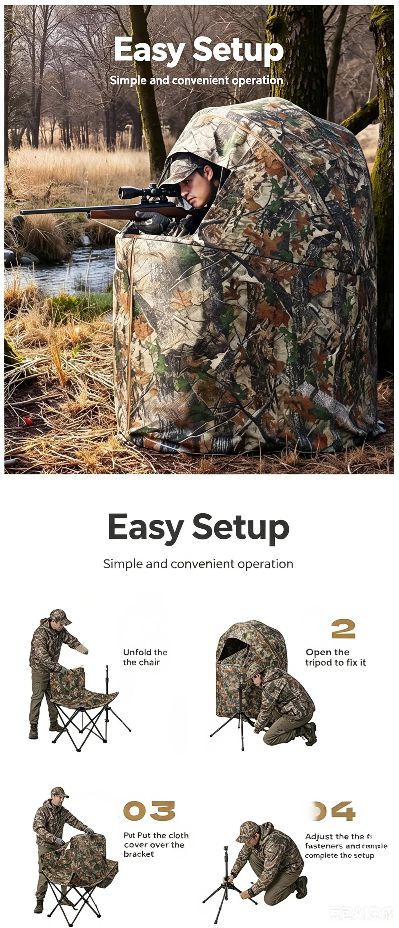 Sunflower One Person Camouflage Hunting Blind Tent Quick Instant Setup thumb 6