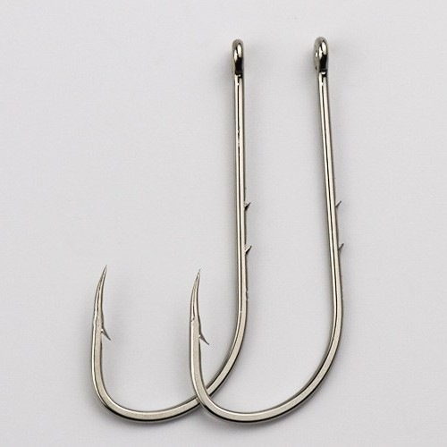Sunflower High Carbon Steel Long Shank Double Barb Sea Fishing Hooks With Eye All Sizes