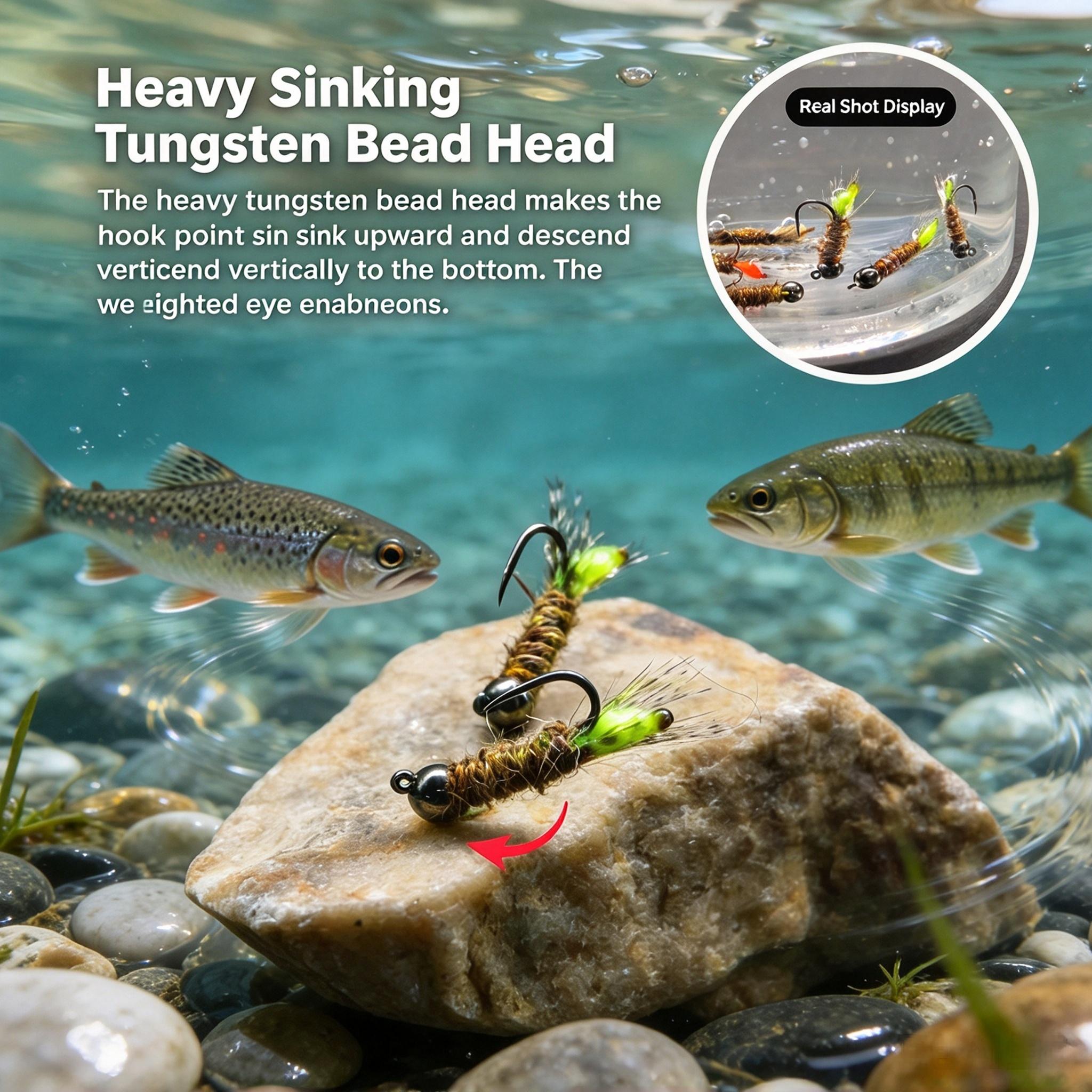 Sunflower CDC Midge Nymph Fly Fishing Flies, Bead‑Head Sinking Artificial Nymph Lure for Minnow, Trout, White Bass Freshwater Fly Fishing thumb 14