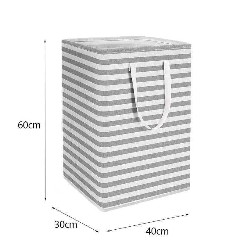 Sunflower Striped Linen Foldable Large Laundry Storage Basket