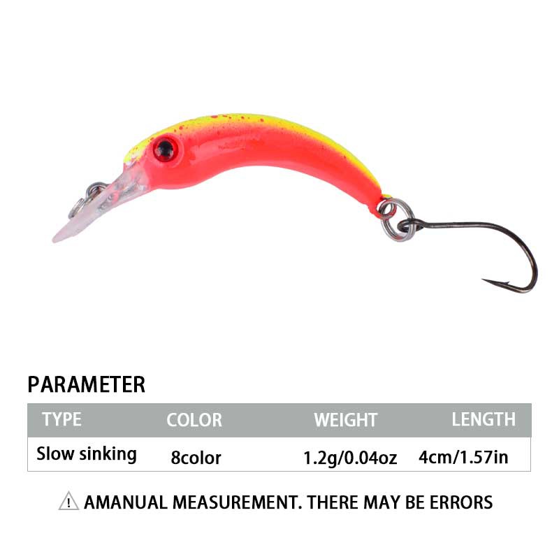 Sunflower Micro Sinking Curved Minnow Lure 4cm 1.2g For Trout & Whitebait thumb 1