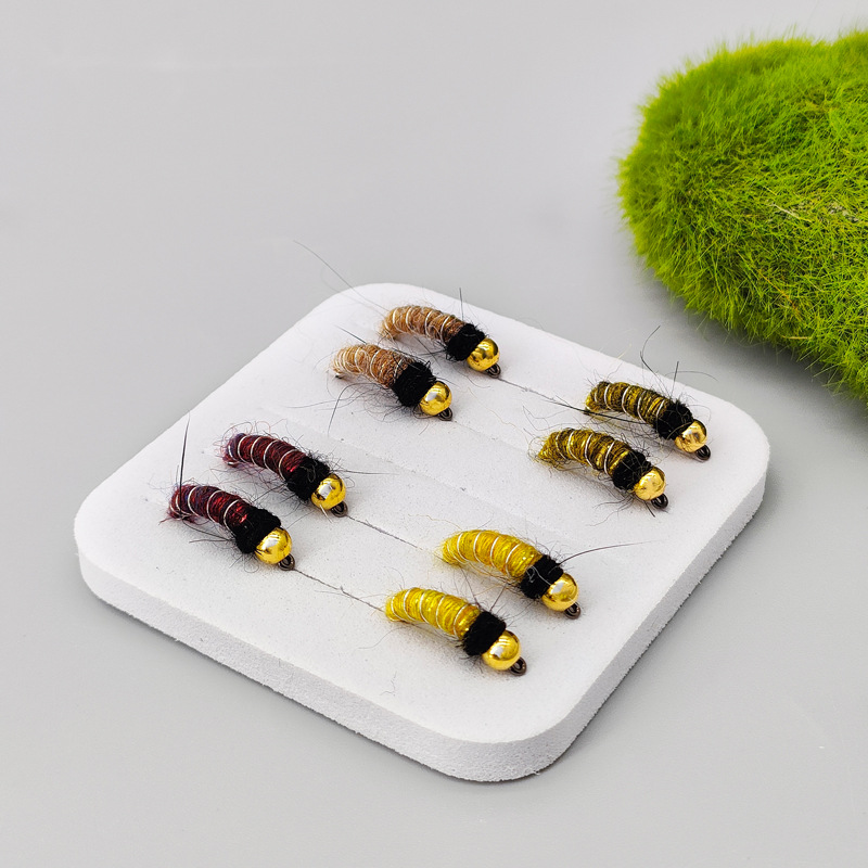 Sunflower Stone Caddis Nymph Fly Fishing Flies, Artificial Bait Lure for Trout, Bass, Brook Fishing thumb 6