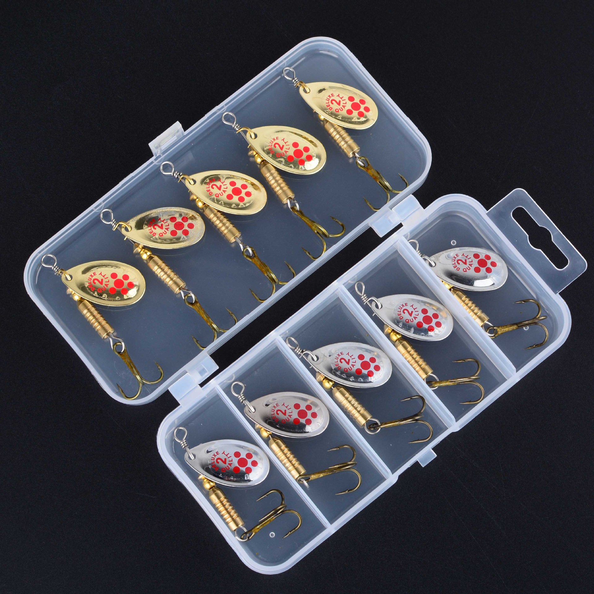 Sunflower Spinner Spoon Lure Kit 10 Pieces Metal Spinning Lures With Treble Hooks For Bass & Culter Fishing thumb 2