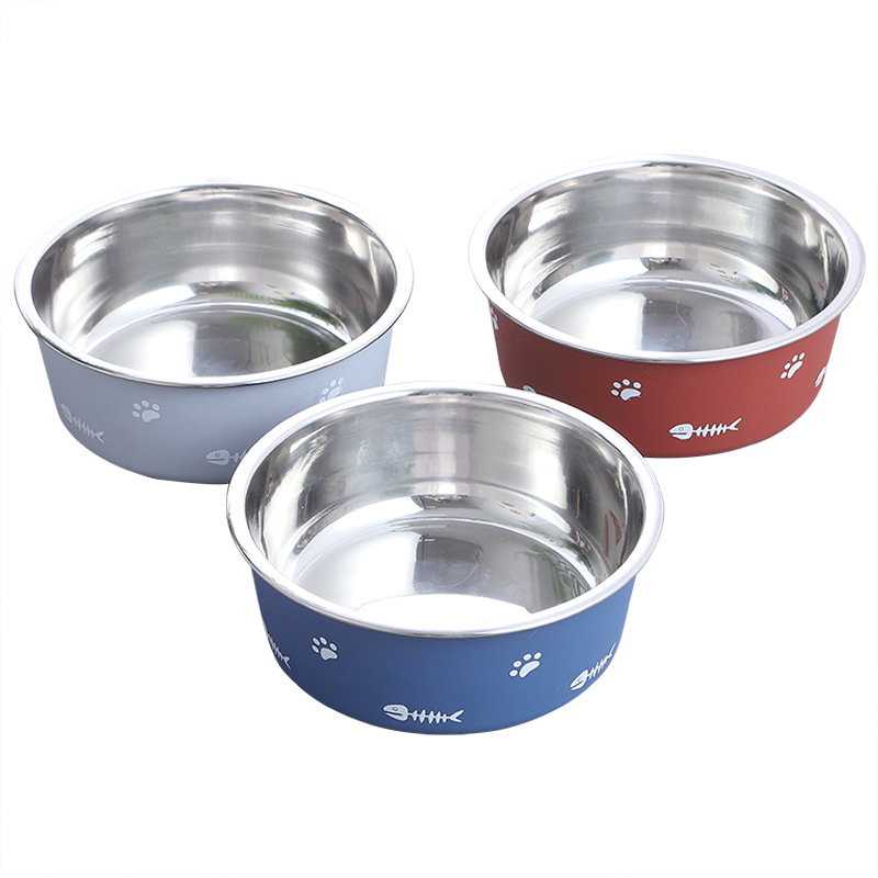Sunflower Non-Slip Stainless Steel Dog Bowl, Nordic Printed Pet Feeding Bowl