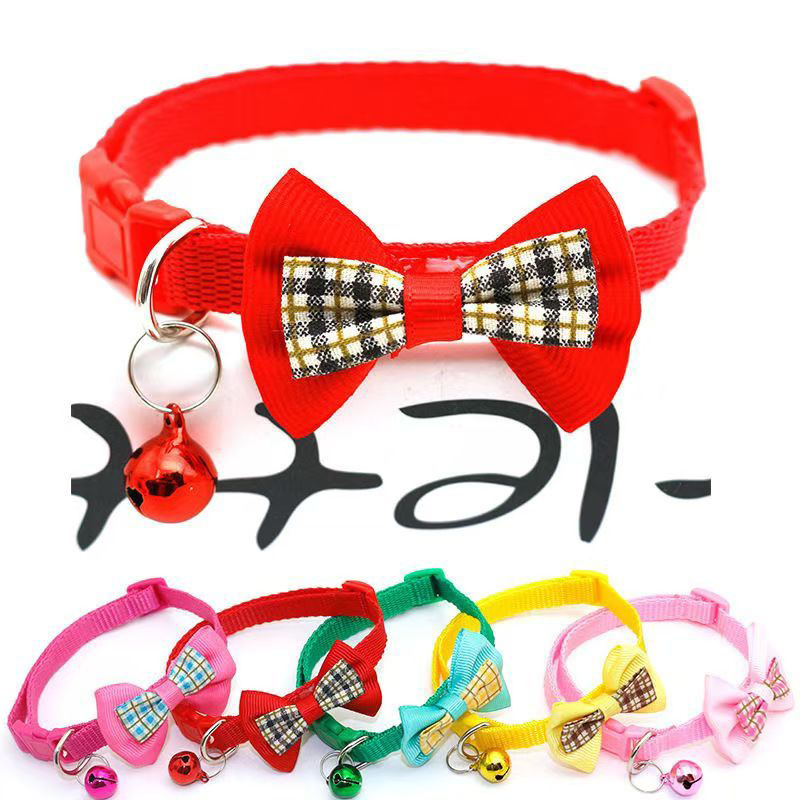 Plaid Bow Tie Cat Collar with Bell thumb 2