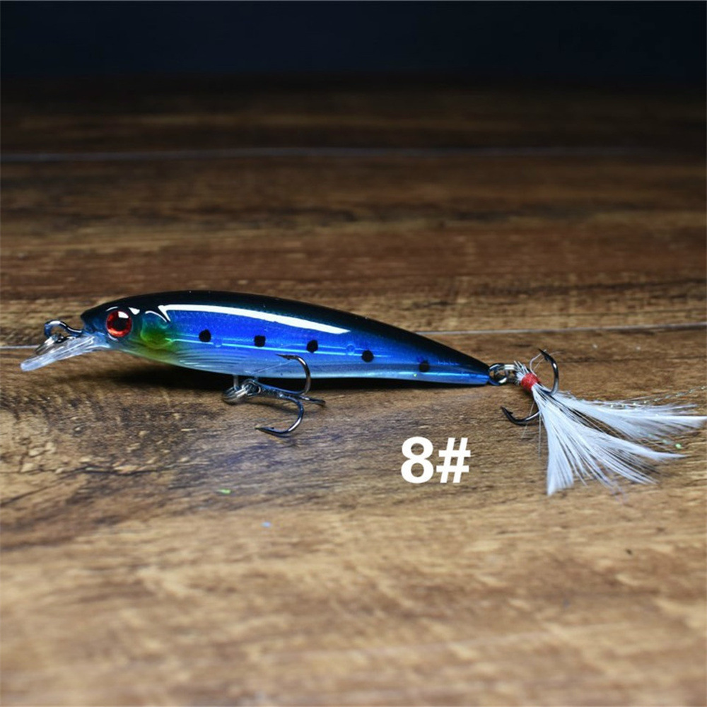 Sunflower Feather Tail Laser Minnow Lure 9cm 7g Floating Hard Bait thumb 12