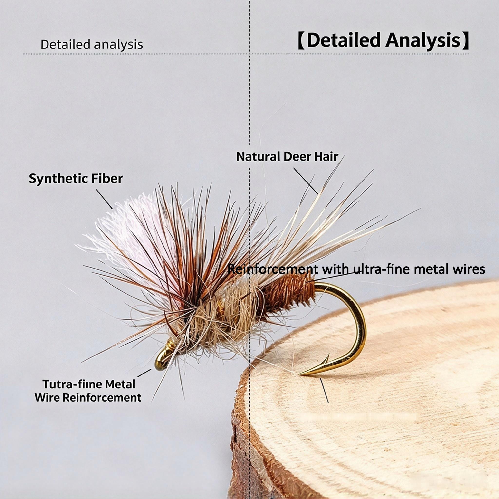 Sunflower Parachute Adams Dry Fly Fishing Flies, Artificial Parachute Adams Lure for Trout, Bass Fly Fishing thumb 5