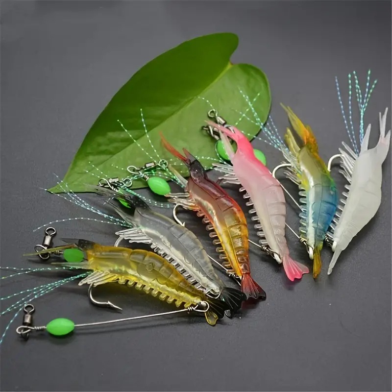Luminous Soft Shrimp Fishing Lure 8cm 5.5g Pre-rigged Shrimp Bait For Bass Snakehead thumb 1