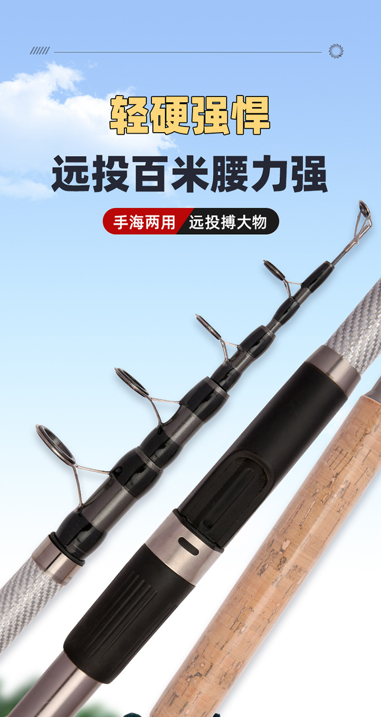 Sunflower Telescopic Sea Fishing Rod, Fiberglass Hard Power Casting Rod 2.1m~3.9m thumb 9
