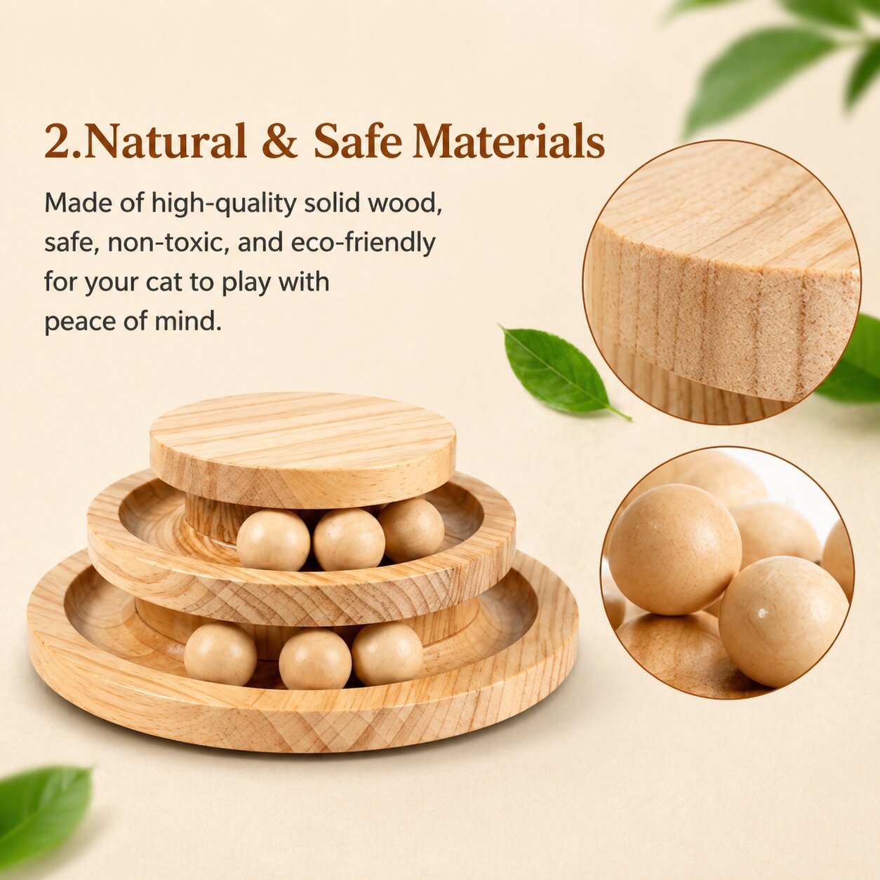 Sunflower Wooden Layered Turntable Ball Cat Toy thumb 1