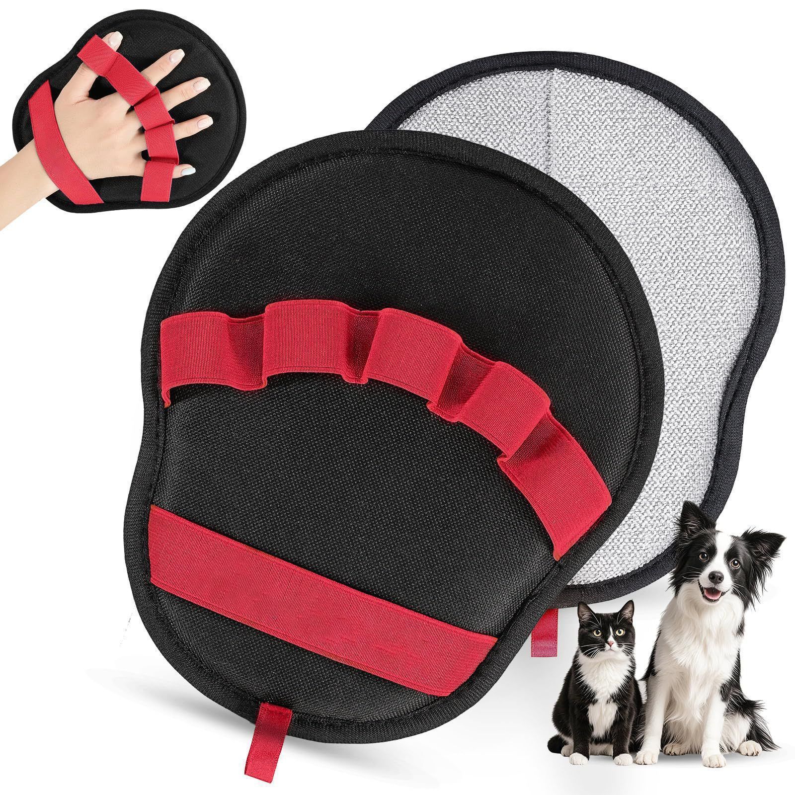 Sunflower Curved Pet Grooming Glove, Double-sided Brush Hair Remover Mitt for Dogs & Cats