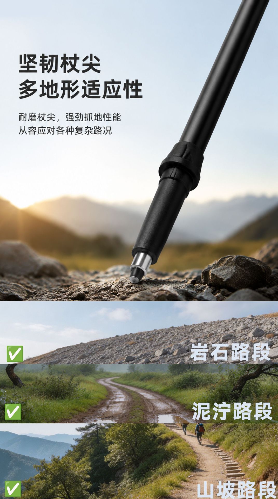 Sunflower 7075 Aluminum Telescopic Trekking Pole, Lightweight Anti-slip Hiking Stick thumb 12