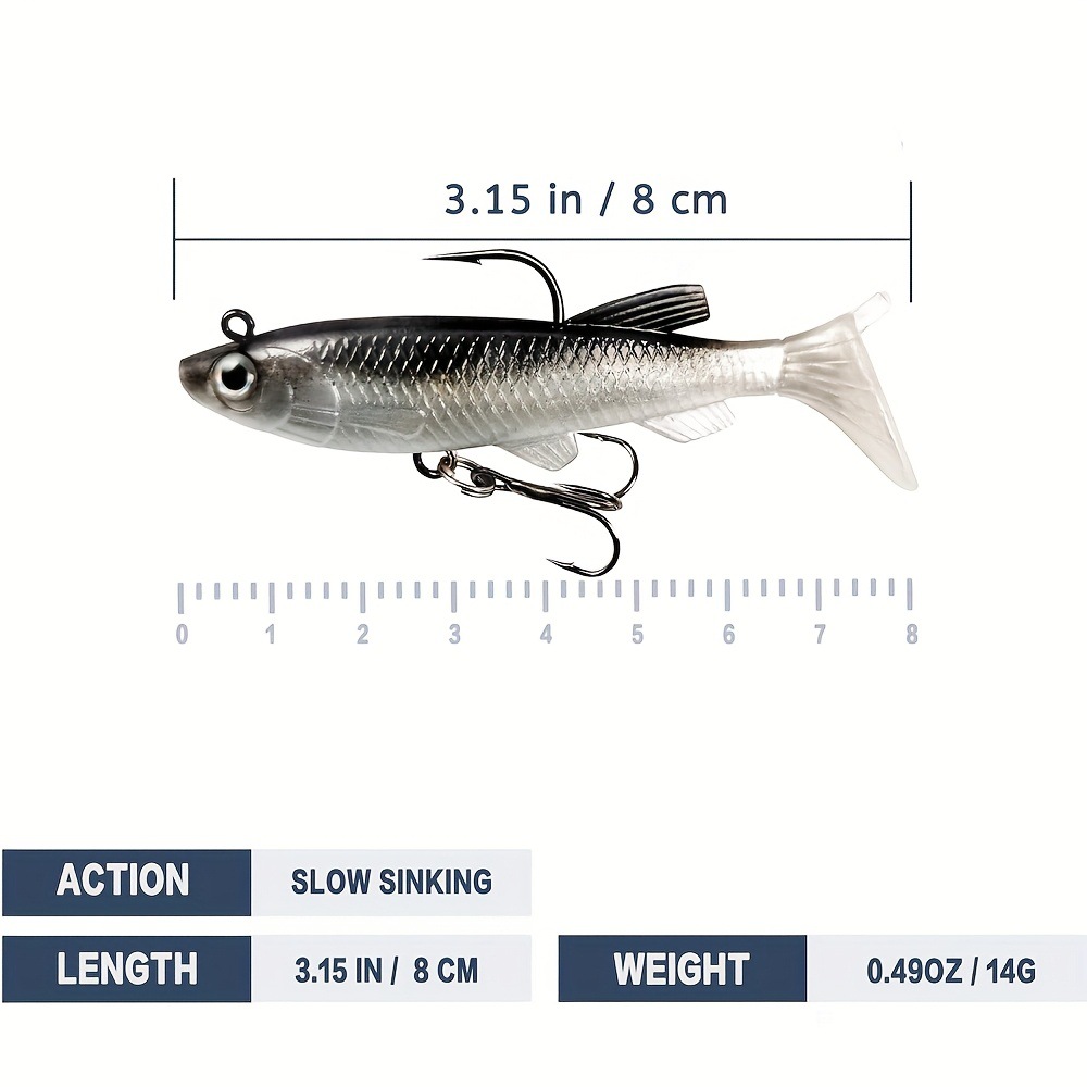 Soft T-Tail Swimbait Lead Jig Lure 8cm 14g Artificial Fishing Bait For Bass thumb 10
