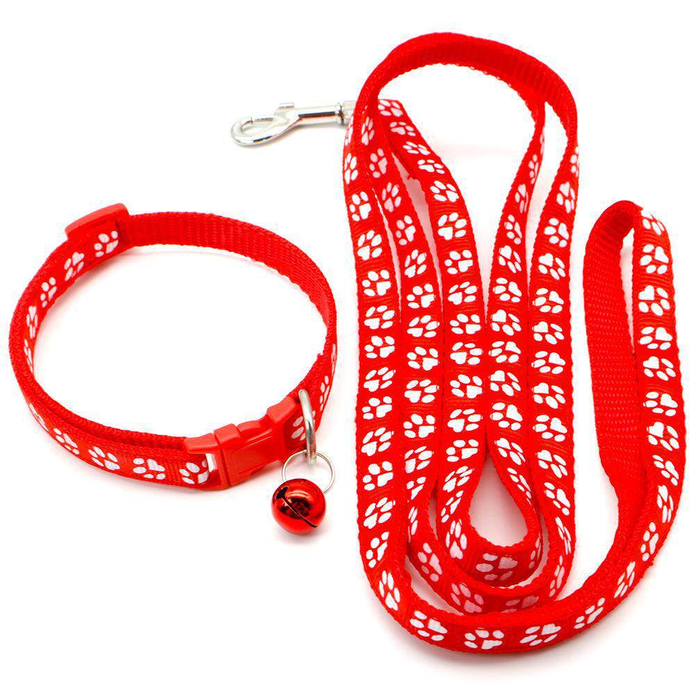 Paw Print Pet Collar & Leash Set