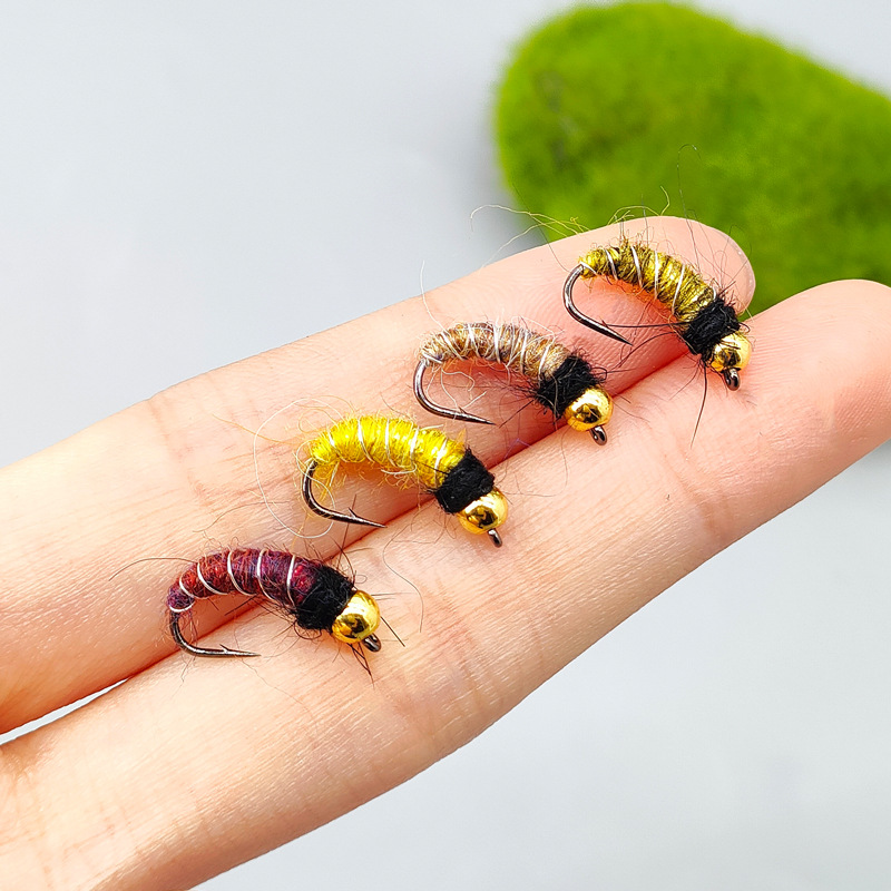 Sunflower Stone Caddis Nymph Fly Fishing Flies, Artificial Bait Lure for Trout, Bass, Brook Fishing thumb 10