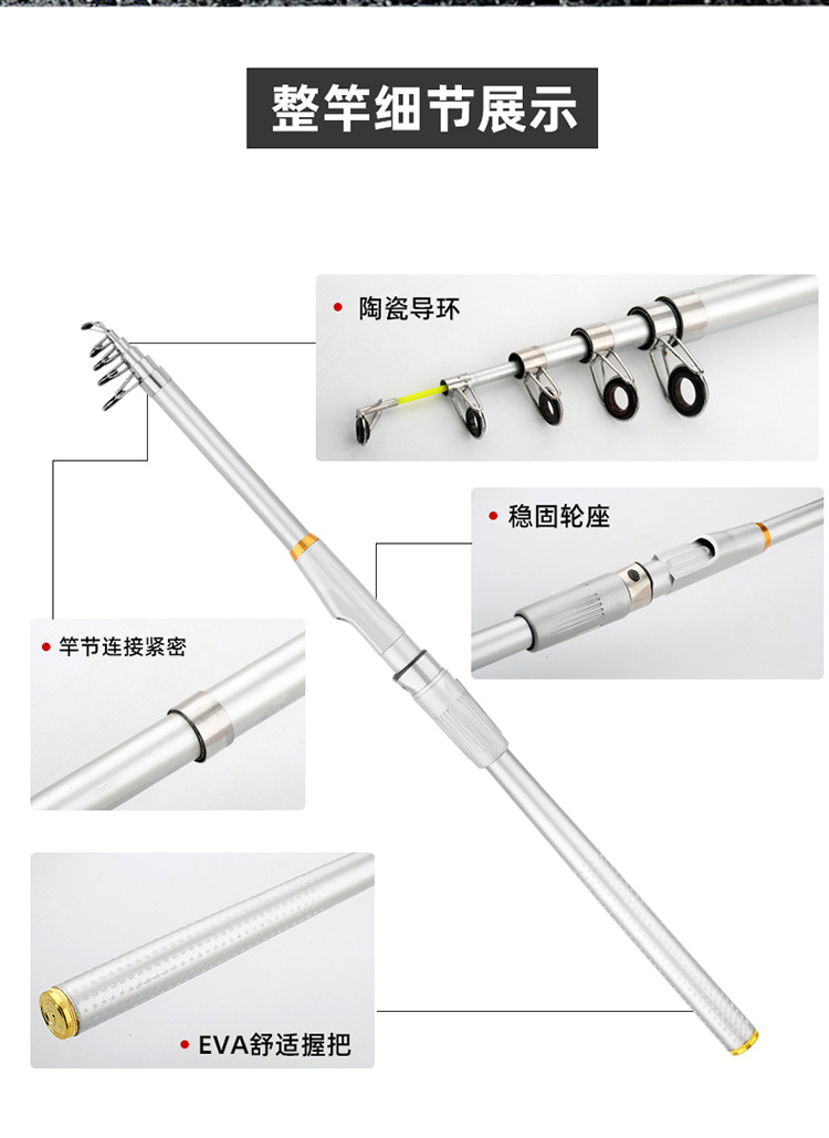 Sunflower Telescopic Fiberglass Sea Rod, Heavy Duty Hard Casting Fishing Rod 2.1m~3.6m thumb 6