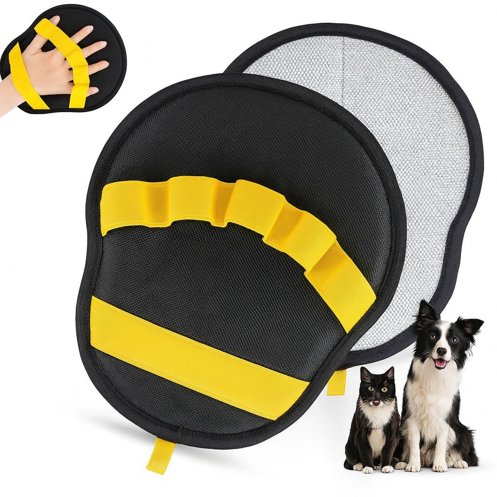 Sunflower Curved Pet Grooming Glove, Double-sided Brush Hair Remover Mitt for Dogs & Cats thumb 2