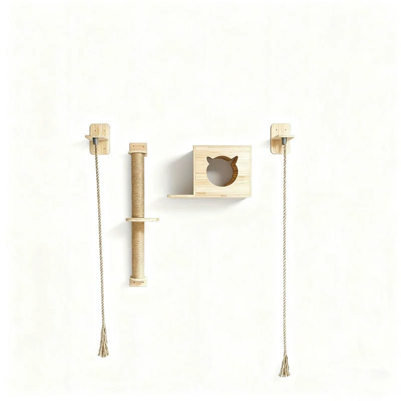 Sunflower Wall Mounted Solid Wood Cat Tree DIY Accessories Wall Cat Scratcher Cat House Pet Furniture