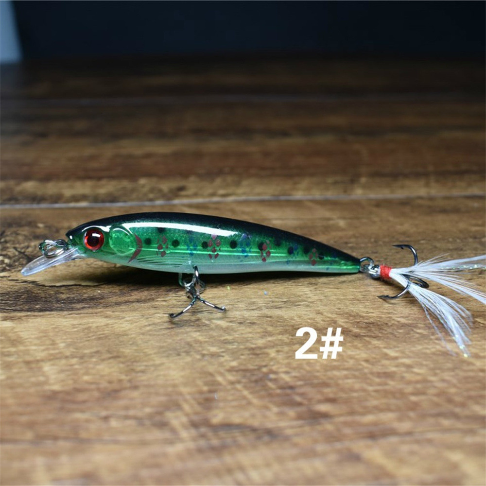 Sunflower Feather Tail Laser Minnow Lure 9cm 7g Floating Hard Bait thumb 6