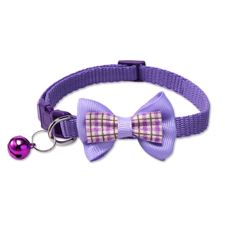 Plaid Bow Tie Cat Collar with Bell thumb 3