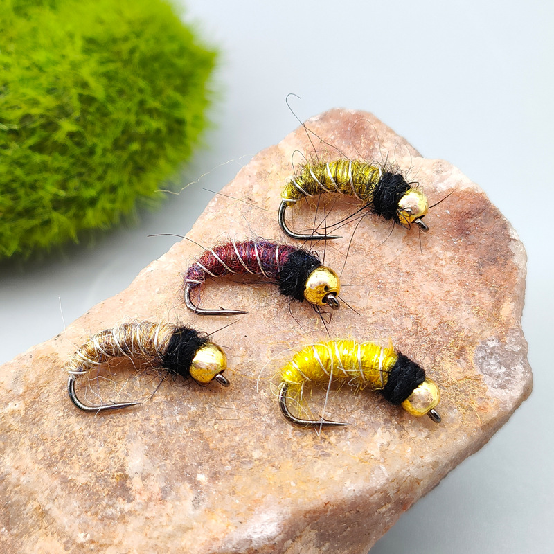 Sunflower Stone Caddis Nymph Fly Fishing Flies, Artificial Bait Lure for Trout, Bass, Brook Fishing thumb 8